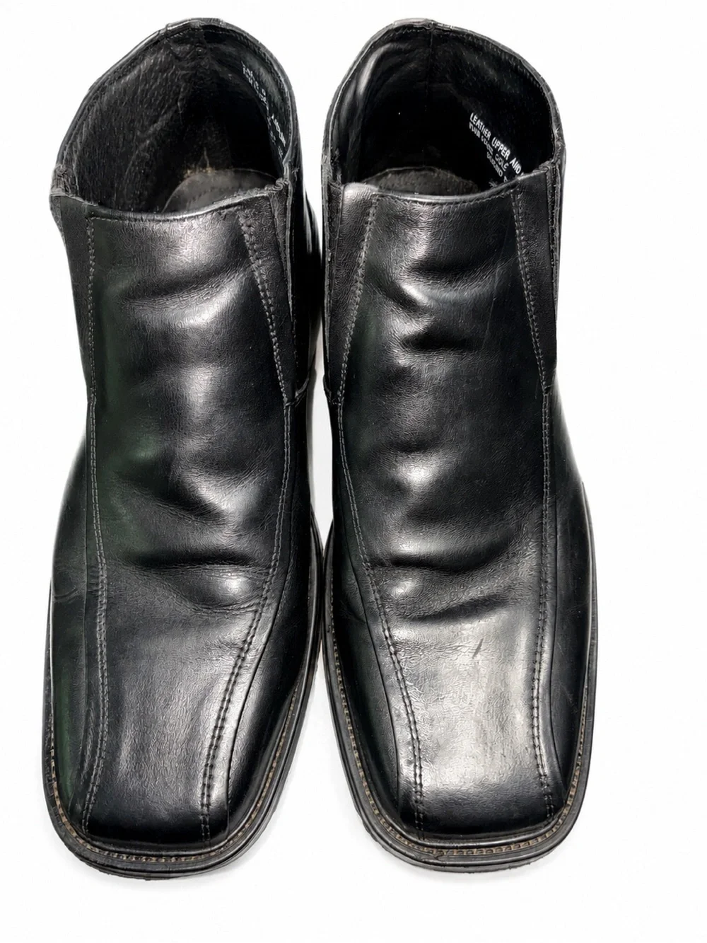 Venturini Black Leather Square Toe Low Boots Made in Italy Men’s Size 12 M